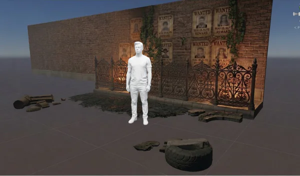 The generated model placed in the scene, untextured